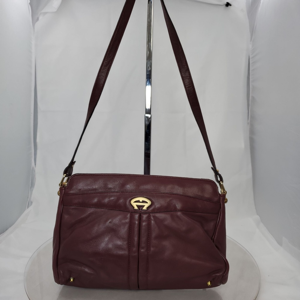 Vintage 80s Etienne Aigner Burgundy Oxblood Leather Shoulder Bag Hobo